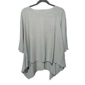 Niche Nilgun Derman Sz 1X Greige Asymetrical Hem Boat Neck Lagenlook Shirt